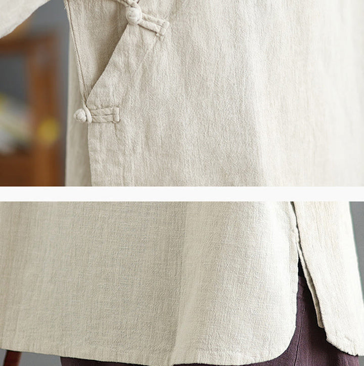 Koszula damska z długim rękawem i guzikami w jednolitym kolorze z Buddha Stones - image 10