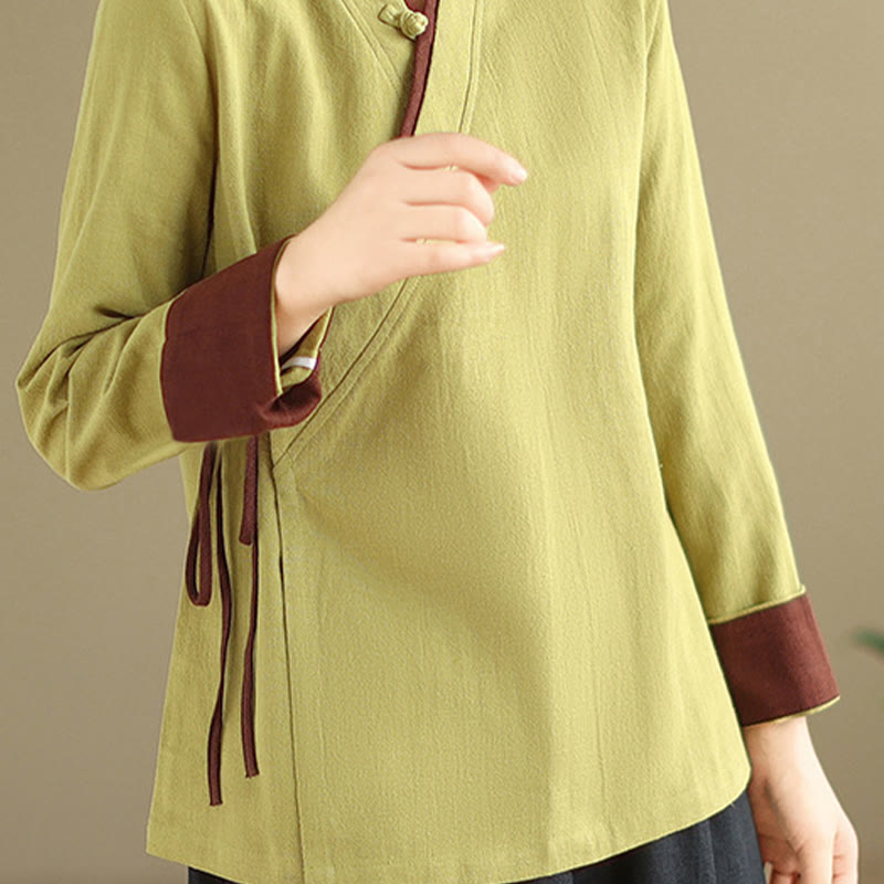 Koszula damska z długim rękawem i sznurowaniem w jednolitym kolorze z motywem Buddha Stones Hanfu - image 13