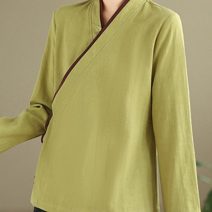 Koszula damska z długim rękawem i sznurowaniem w jednolitym kolorze z motywem Buddha Stones Hanfu - image 10