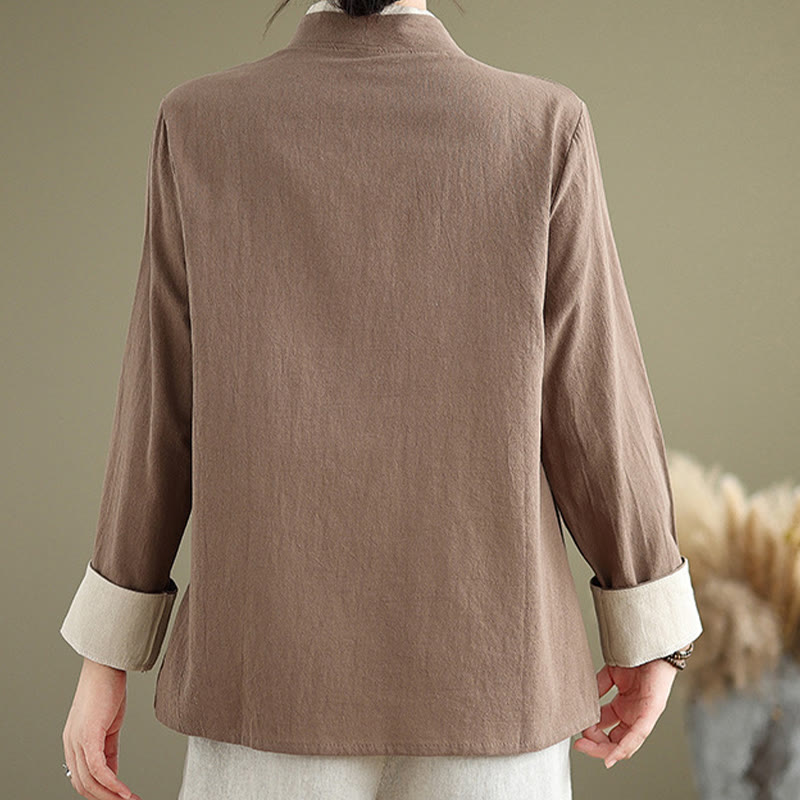 Koszula damska z długim rękawem i sznurowaniem w jednolitym kolorze z motywem Buddha Stones Hanfu - image 21