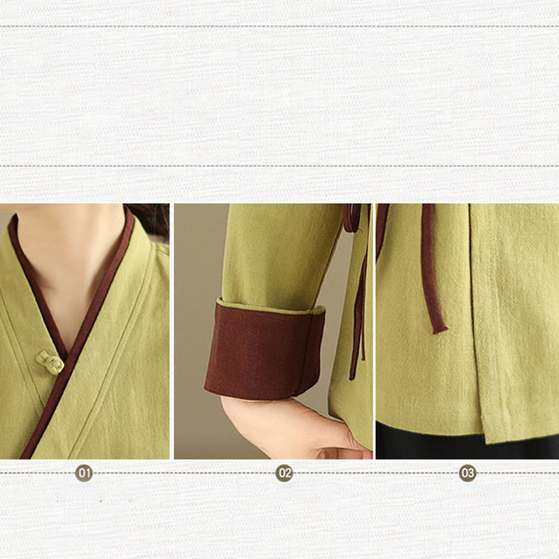 Koszula damska z długim rękawem i sznurowaniem w jednolitym kolorze z motywem Buddha Stones Hanfu - image 16