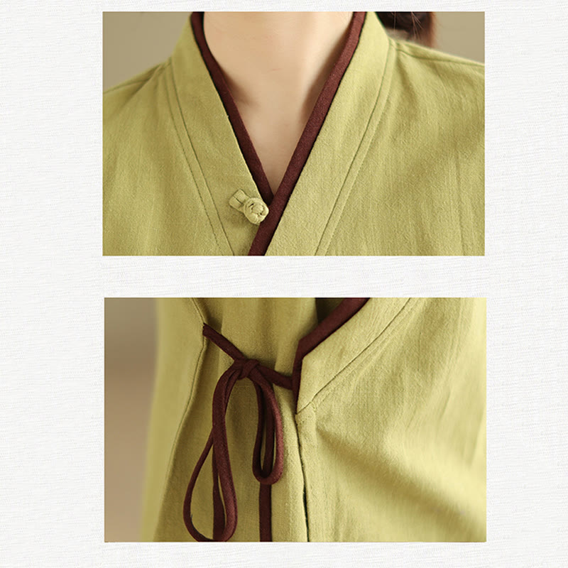 Koszula damska z długim rękawem i sznurowaniem w jednolitym kolorze z motywem Buddha Stones Hanfu - image 15