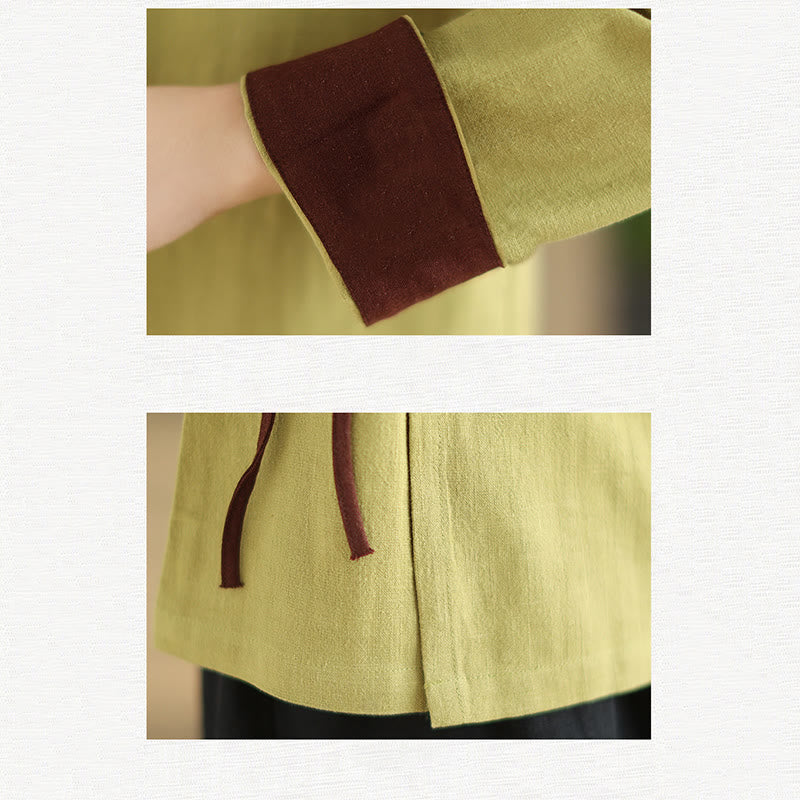 Koszula damska z długim rękawem i sznurowaniem w jednolitym kolorze z motywem Buddha Stones Hanfu - image 17