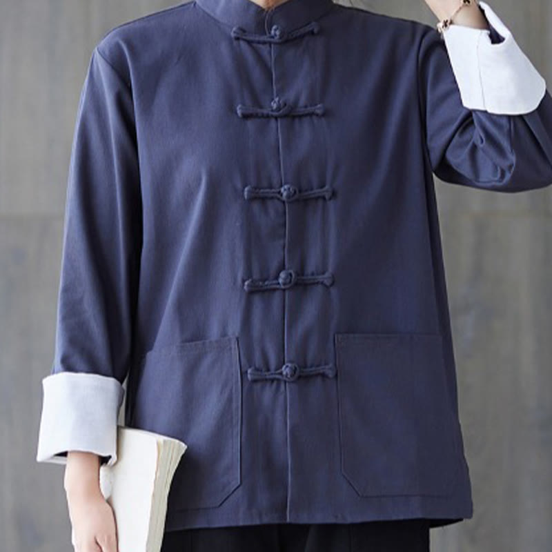 Buddha Stones damskie żaba-guzik koszula z długim rękawem spodnie medytacyjne bawełna len odzież - image 17