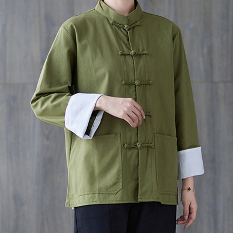 Buddha Stones damskie żaba-guzik koszula z długim rękawem spodnie medytacyjne bawełna len odzież