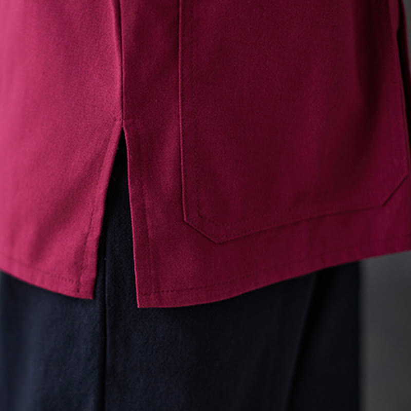 Buddha Stones damskie żaba-guzik koszula z długim rękawem spodnie medytacyjne bawełna len odzież