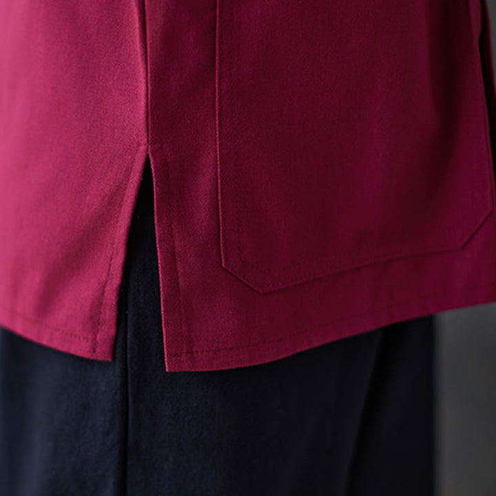 Buddha Stones damskie żaba-guzik koszula z długim rękawem spodnie medytacyjne bawełna len odzież - image 13