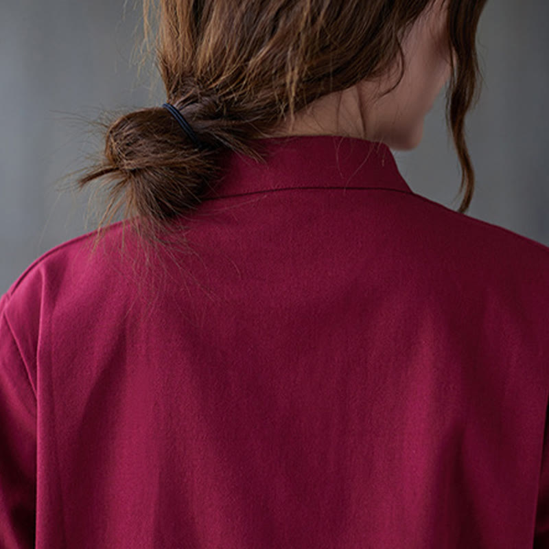 Buddha Stones damskie żaba-guzik koszula z długim rękawem spodnie medytacyjne bawełna len odzież - image 11