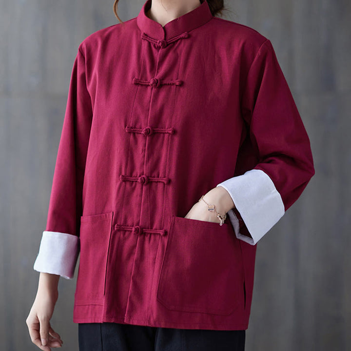 Buddha Stones damskie żaba-guzik koszula z długim rękawem spodnie medytacyjne bawełna len odzież - image 9