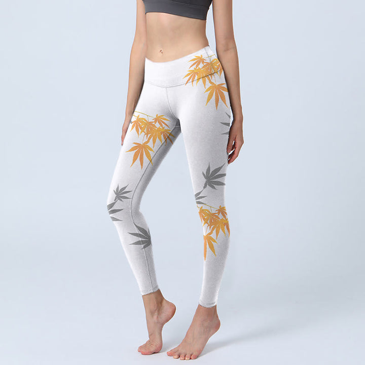 Leginsy do jogi damskie Buddha Stones Maple Gym - Biały - US18, UK/AU22, EU50 (4XL) - image 1