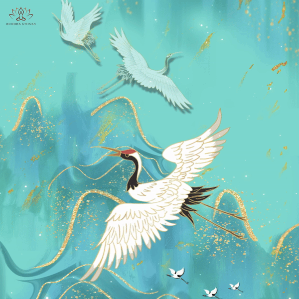 Leginsy fitness z nadrukiem żurawia górskiego i Buddha Stones, damskie spodnie do jogi - image 1