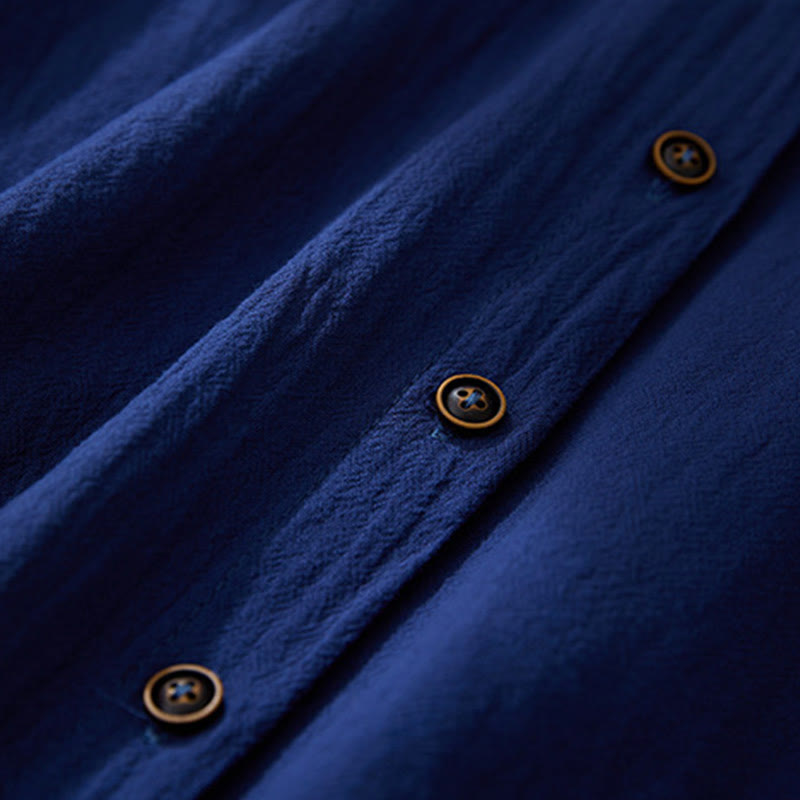 Buddha Stones Geometria Haft Długi Rękaw Guzik Bawełna Len Koszule Damskie - image 20