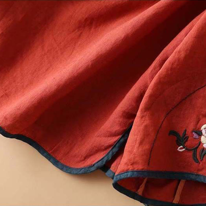 Koszula damska z długim rękawem z bawełny i lnu z motywem kwiatów Buddha Stones w stylu retro