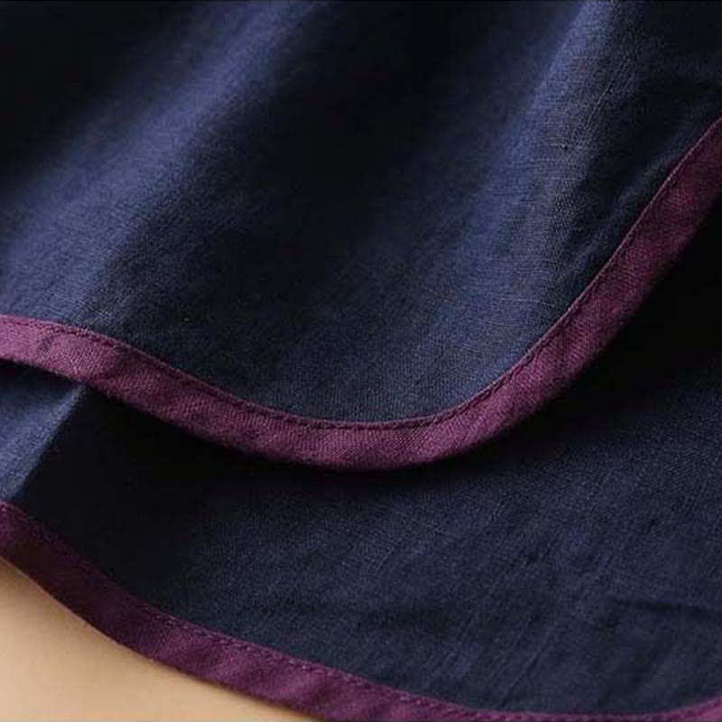 Koszula damska z długim rękawem z bawełny i lnu z motywem kwiatów Buddha Stones w stylu retro