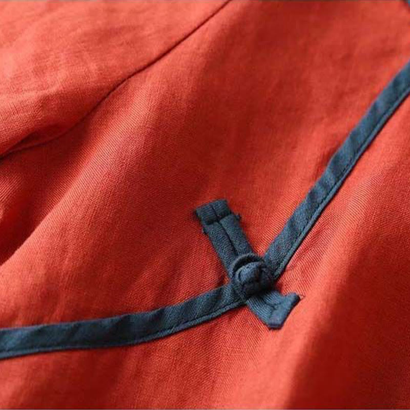 Koszula damska z długim rękawem z bawełny i lnu z motywem kwiatów Buddha Stones w stylu retro