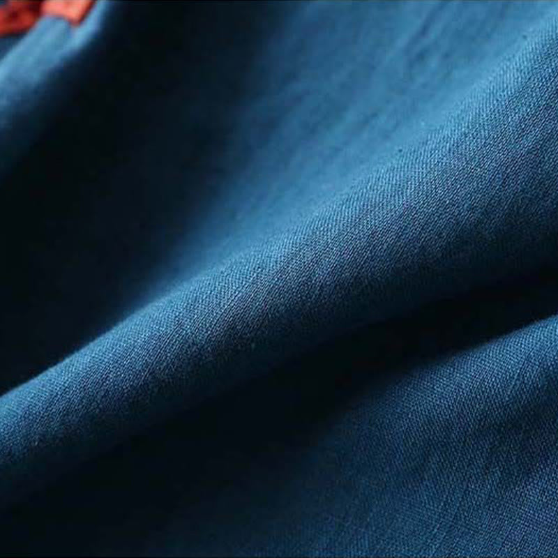 Koszula damska z długim rękawem z bawełny i lnu z motywem kwiatów Buddha Stones w stylu retro