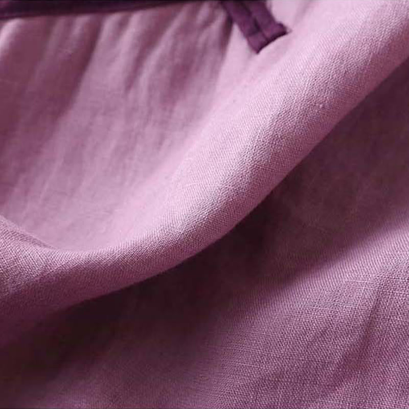 Koszula damska z długim rękawem z bawełny i lnu z motywem kwiatów Buddha Stones w stylu retro