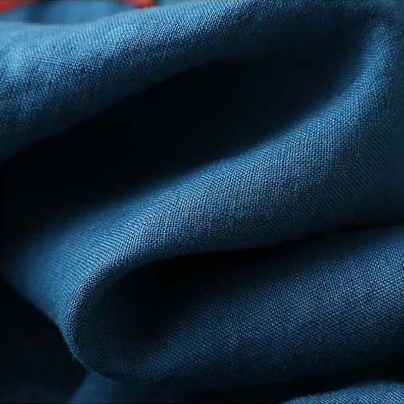 Koszula damska z długim rękawem z bawełny i lnu z motywem kwiatów Buddha Stones w stylu retro