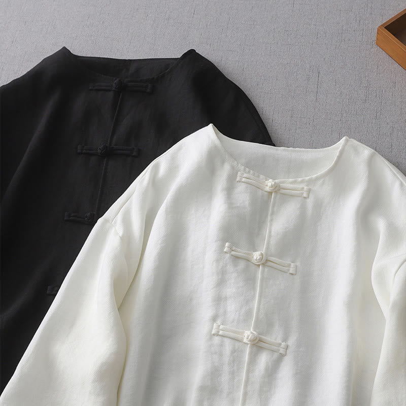 Koszula damska z długim rękawem i guzikami w jednolitym kolorze z Buddha Stones - image 10