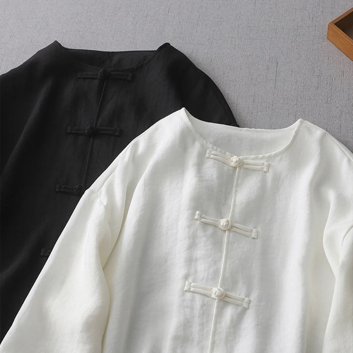 Koszula damska z długim rękawem i guzikami w jednolitym kolorze z Buddha Stones - image 10