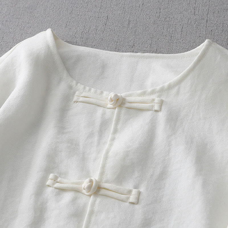 Koszula damska z długim rękawem i guzikami w jednolitym kolorze z Buddha Stones - image 3