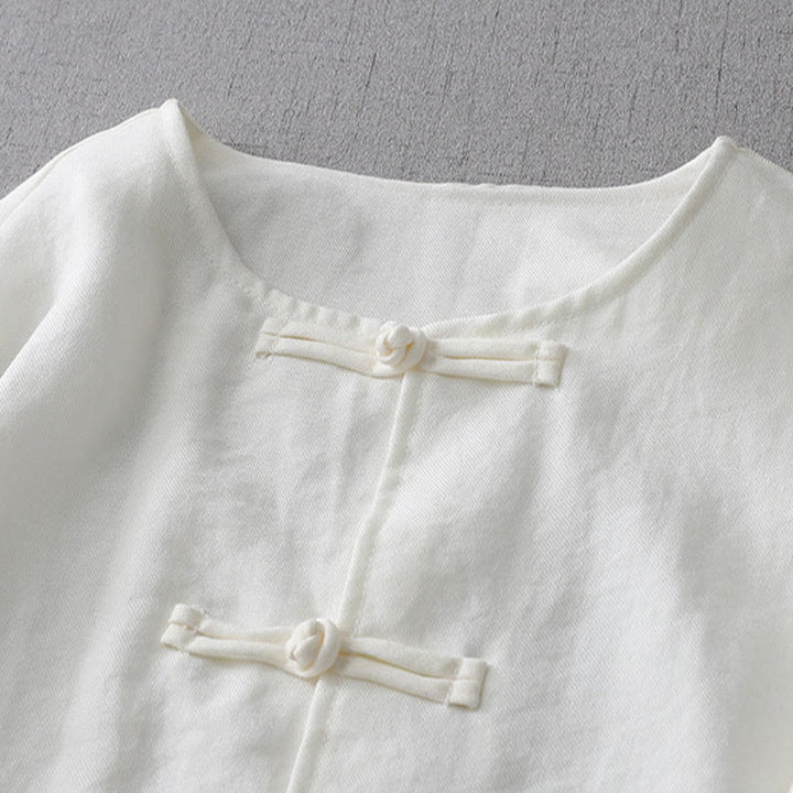 Koszula damska z długim rękawem i guzikami w jednolitym kolorze z Buddha Stones - image 3