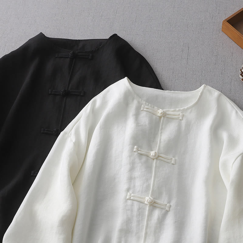 Koszula damska z długim rękawem i guzikami w jednolitym kolorze z Buddha Stones - image 11