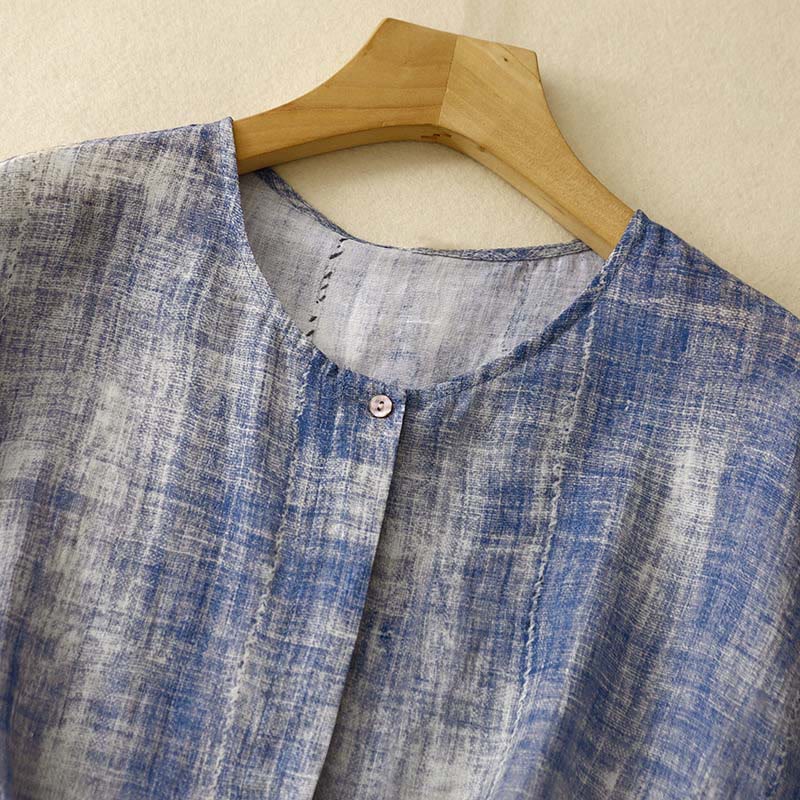 Koszula bawełniana z długim rękawem i guzikami w stylu tie-dye z Buddha Stones