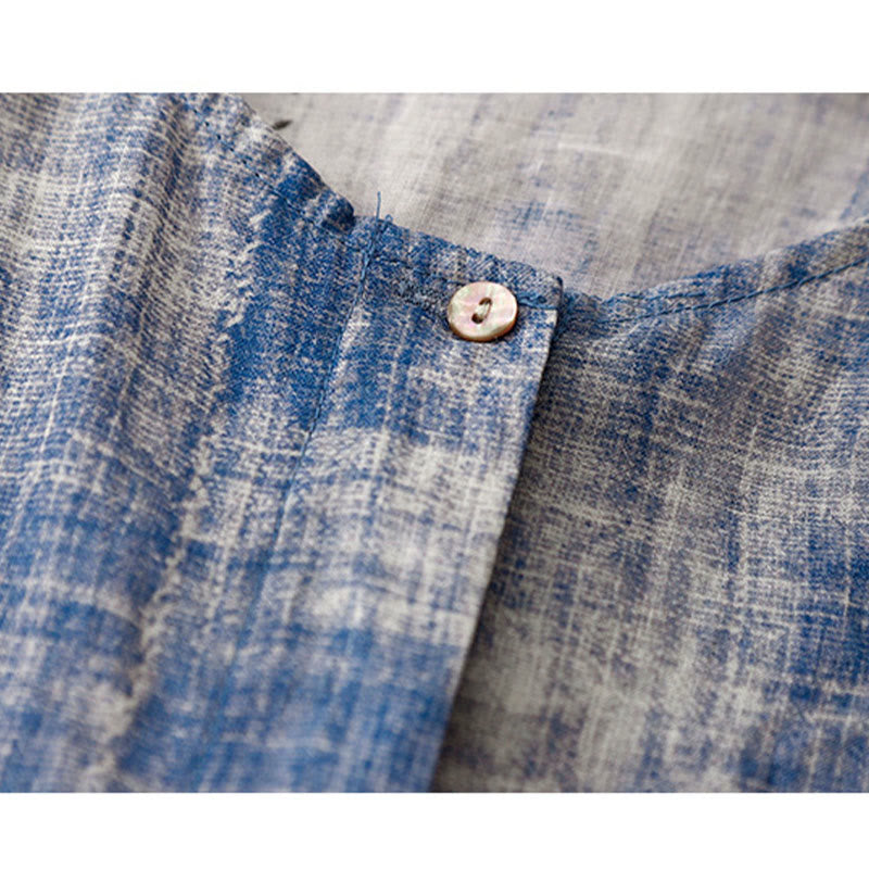 Koszula bawełniana z długim rękawem i guzikami w stylu tie-dye z Buddha Stones