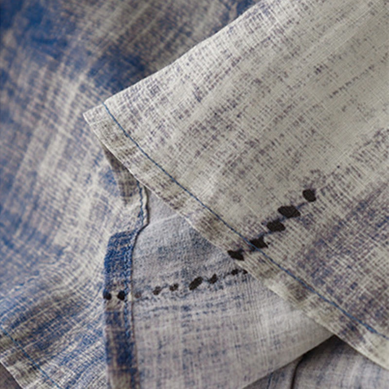 Koszula bawełniana z długim rękawem i guzikami w stylu tie-dye z Buddha Stones