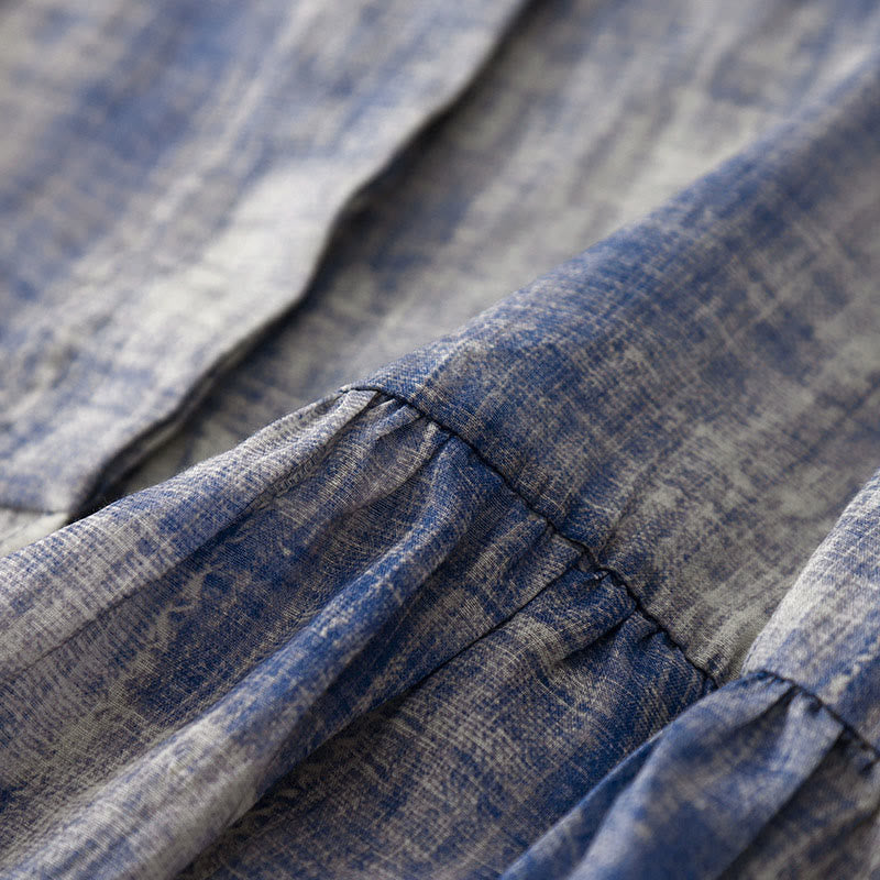 Koszula bawełniana z długim rękawem i guzikami w stylu tie-dye z Buddha Stones