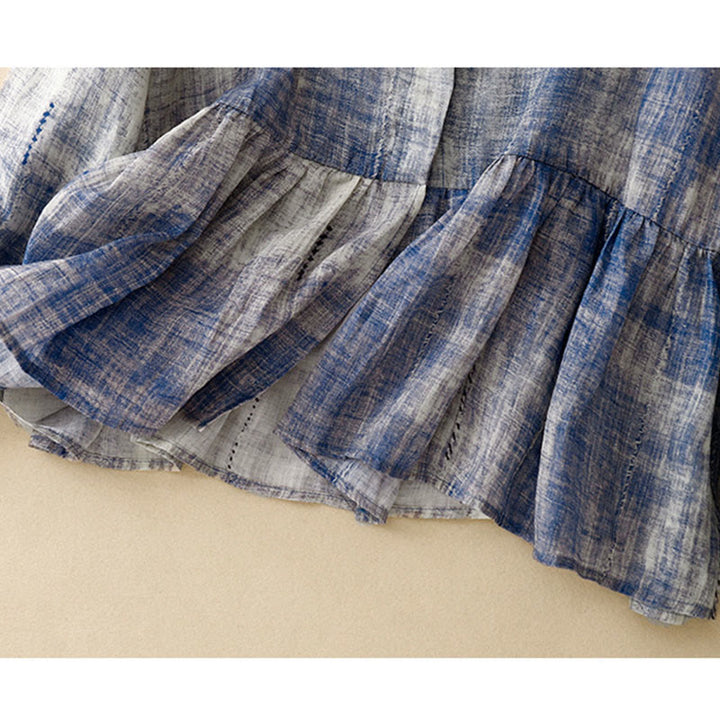 Koszula bawełniana z długim rękawem i guzikami w stylu tie-dye z Buddha Stones