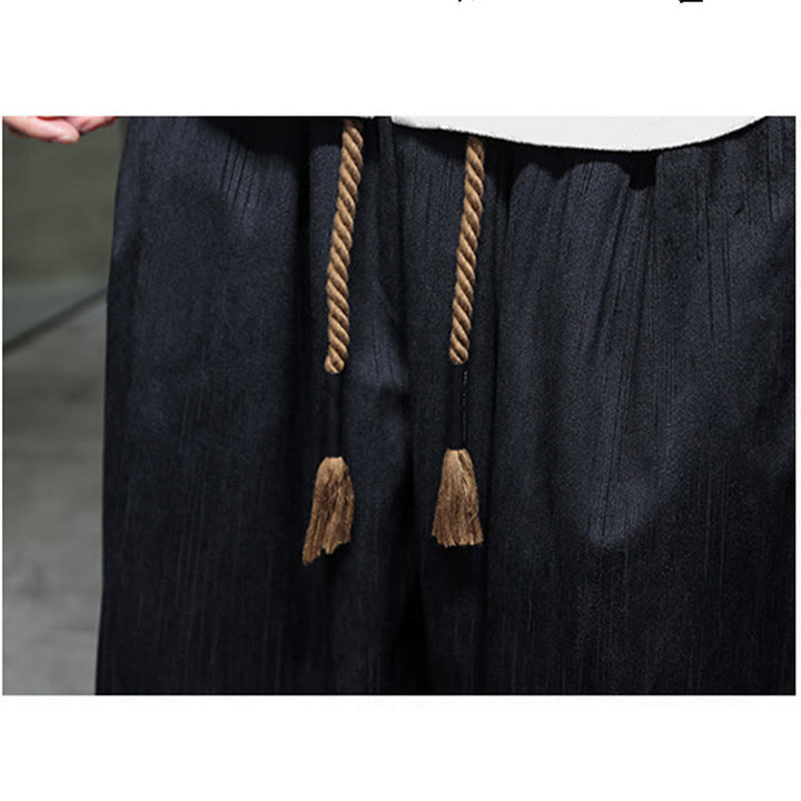 Spodnie haremowe męskie Buddha Stones Solid Color Corduroy Drawstring Thermal z kieszeniami - image 19