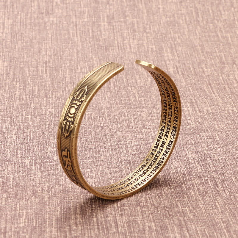 Buddha Stones Sześć Prawdziwych Słów 'om Mani Padme Hum' Sutra Serca Miedź Mosiądz Szczęście Mądrość Bransoletka Bangle