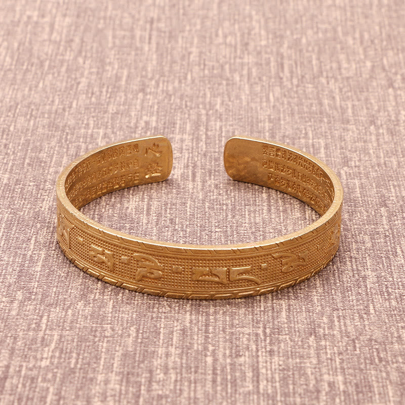 Buddha Stones Sześć Prawdziwych Słów 'om Mani Padme Hum' Sutra Serca Miedź Mosiądz Szczęście Mądrość Bransoletka Bangle