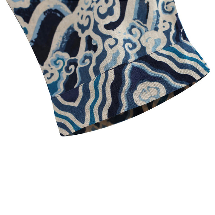 Buddha Stones Chiński Smok Nadruk Elastyczny Pas Męskie Spodnie Bawełniane Lniane Etniczne Z Kieszeniami - image 9