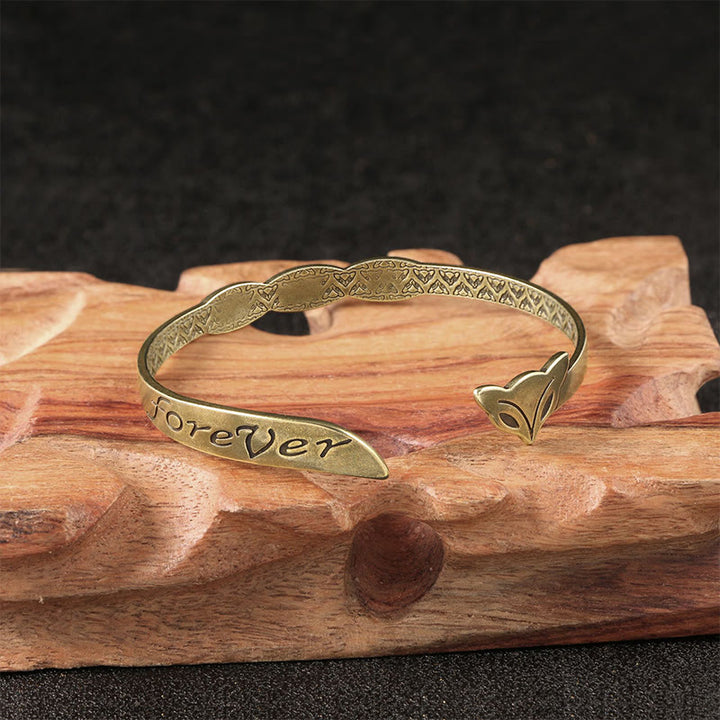 Buddha Stones Głowa Lisa Miedź Mosiądz 'Kocham Cię Na Zawsze' Bransoletka Szczęście Samoopieka Bangle
