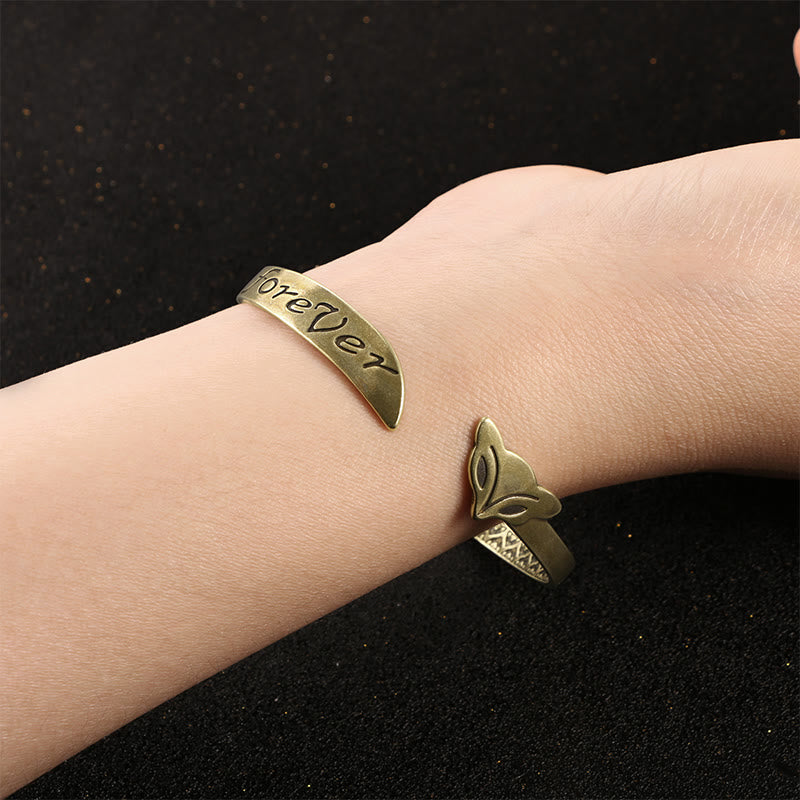 Buddha Stones Głowa Lisa Miedź Mosiądz 'Kocham Cię Na Zawsze' Bransoletka Szczęście Samoopieka Bangle
