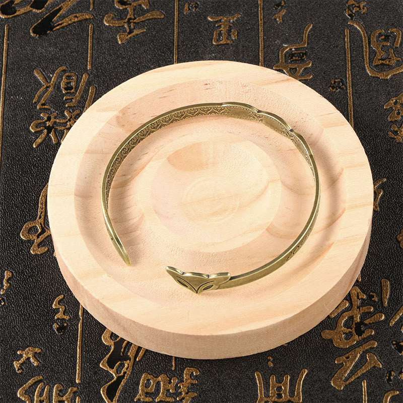 Buddha Stones Głowa Lisa Miedź Mosiądz 'Kocham Cię Na Zawsze' Bransoletka Szczęście Samoopieka Bangle