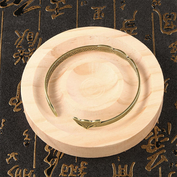 Buddha Stones Głowa Lisa Miedź Mosiądz 'Kocham Cię Na Zawsze' Bransoletka Szczęście Samoopieka Bangle