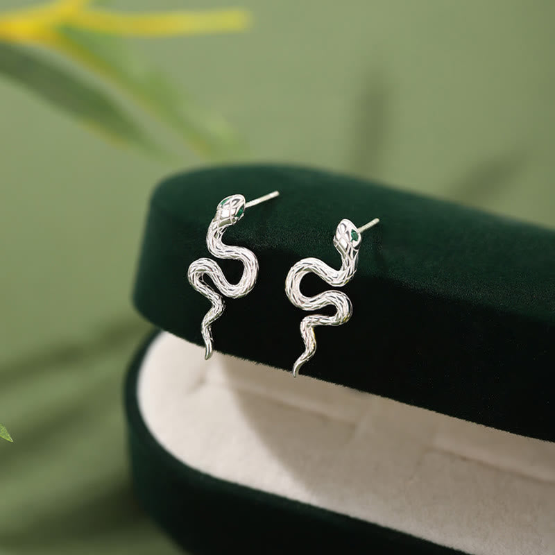 Buddha Stones 925 Srebro Sterlingowe Rok Węża Naszyjnik Wisiorek Kolczyki Zestaw - Kolczyki ze srebra próby 925 - image 6