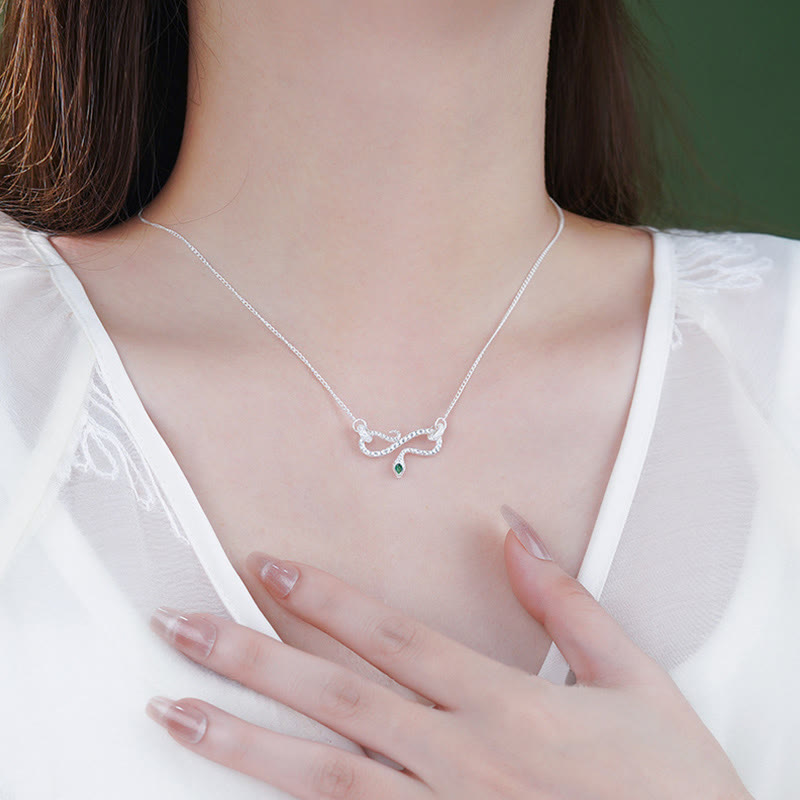 Buddha Stones 999 Srebro Sterling Rok Węża Wąż Zwijający się Symbol Nieskończoności Naszyjnik Wisiorek Błogosławieństwo