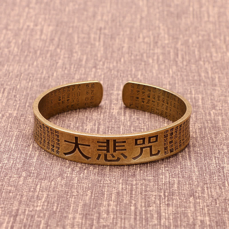Buddha Stones Wielkie Współczucie Mantra Miedź Mosiądz Szczęście Moc Bransoletka Bangle