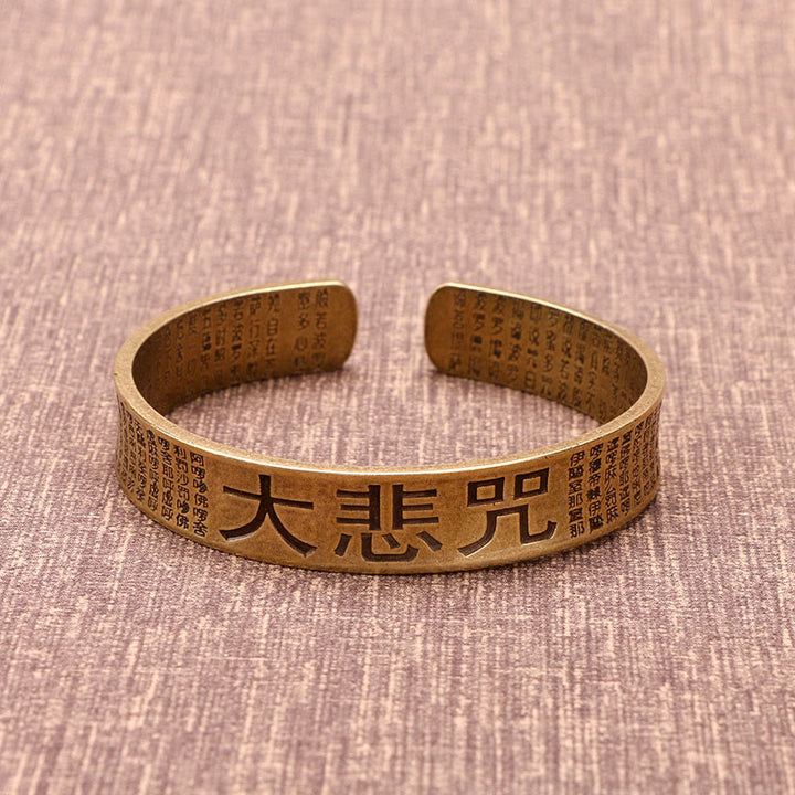Buddha Stones Wielkie Współczucie Mantra Miedź Mosiądz Szczęście Moc Bransoletka Bangle