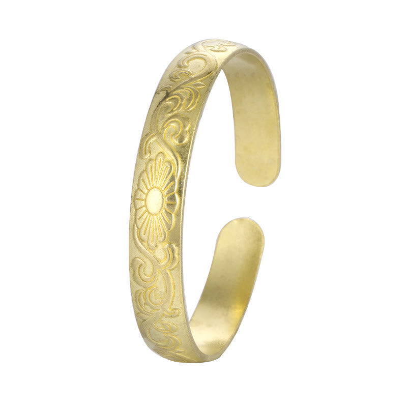 Buddha Stones Stokrotki Winorośl Miedź Mosiądz Szczęście Samoopieka Mankiet Bransoletka Bangle