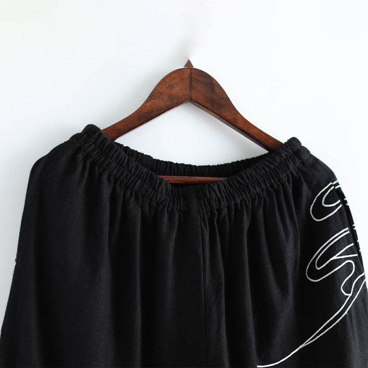 Buddha Stones Chmury Elastyczna Talia Etniczne Bawełniane Spodnie Męskie Z Kieszeniami - image 9