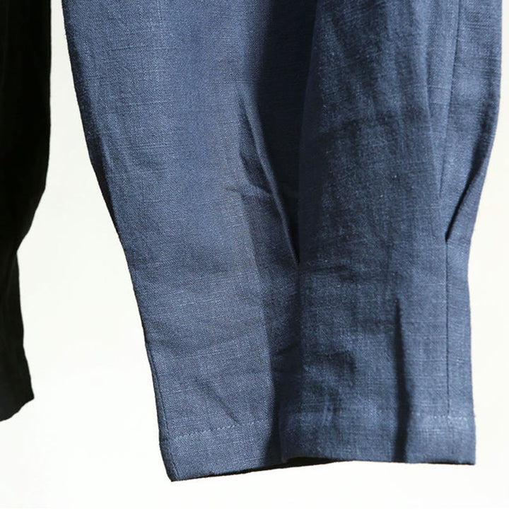 Buddha Stones Casualowe Jednokolorowe Elastyczne Spodnie Męskie Z Sznurkiem Ściąganym Ramie Lniane Z Kieszeniami - image 24