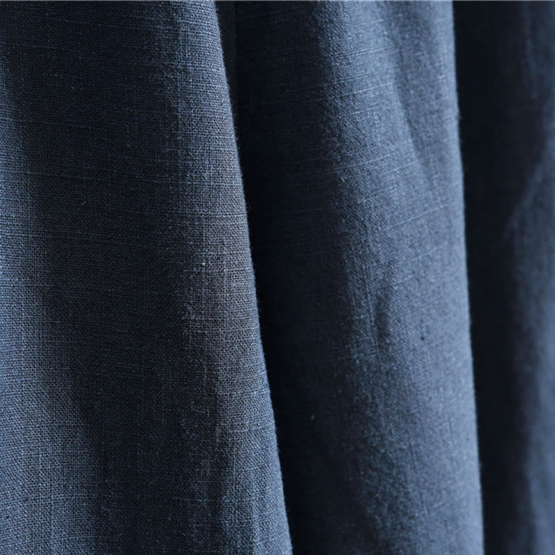 Buddha Stones Casualowe Jednokolorowe Elastyczne Spodnie Męskie Z Sznurkiem Ściąganym Ramie Lniane Z Kieszeniami - image 23