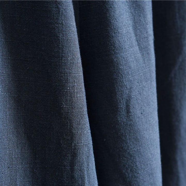 Buddha Stones Casualowe Jednokolorowe Elastyczne Spodnie Męskie Z Sznurkiem Ściąganym Ramie Lniane Z Kieszeniami - image 23