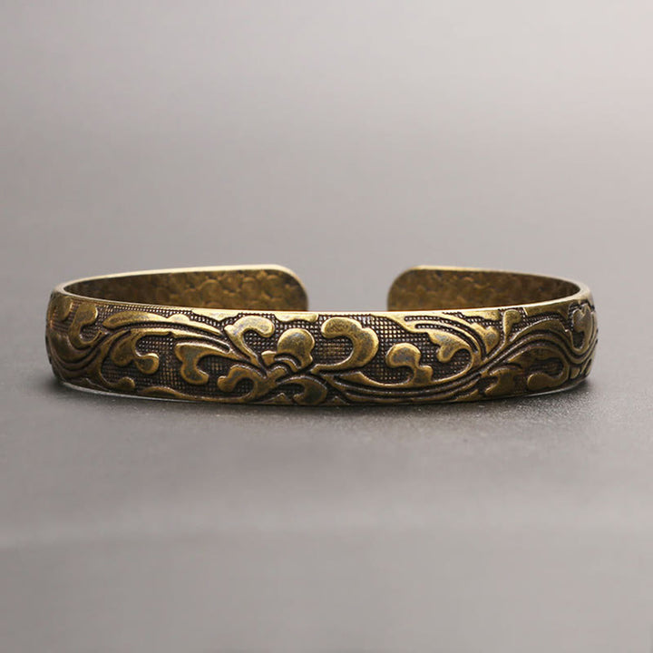 Buddha Stones Kwiaty Miedź Mosiądz Równowaga Samoopieka Mankiet Bransoletka Bangle